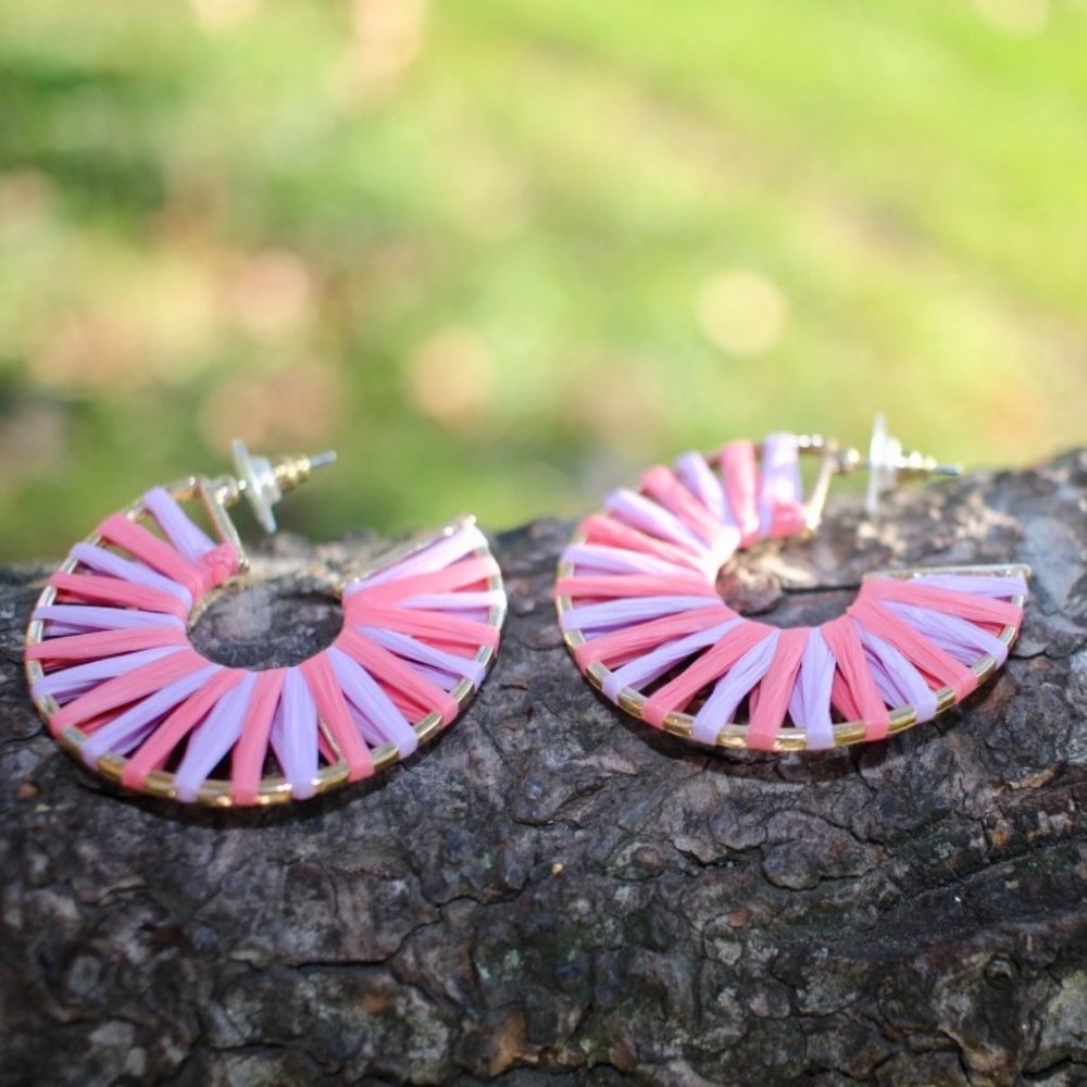 ANTHRO x BaubleBar Boho Bolo Raffia Hoop Earrings - Picture 10 of 12
